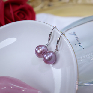 Freshwater Pearl Stud Earrings for Women Purple Fashion Versatile Jewelry S925 Silver Pearl Ear Hook Jewelry