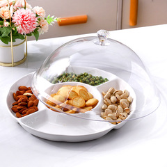 BB4C批發水果試吃盤帶蓋分格多格品嘗盒子透明塑料罩超市麵包