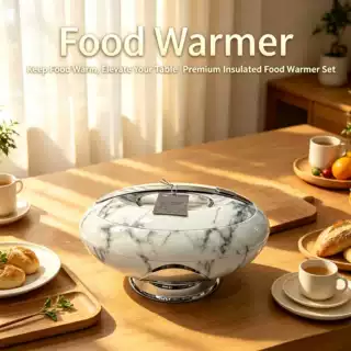 跨境轻奢大理石纹保温饭盒食品级密封带金属提手Foodwarmer保鲜盒
