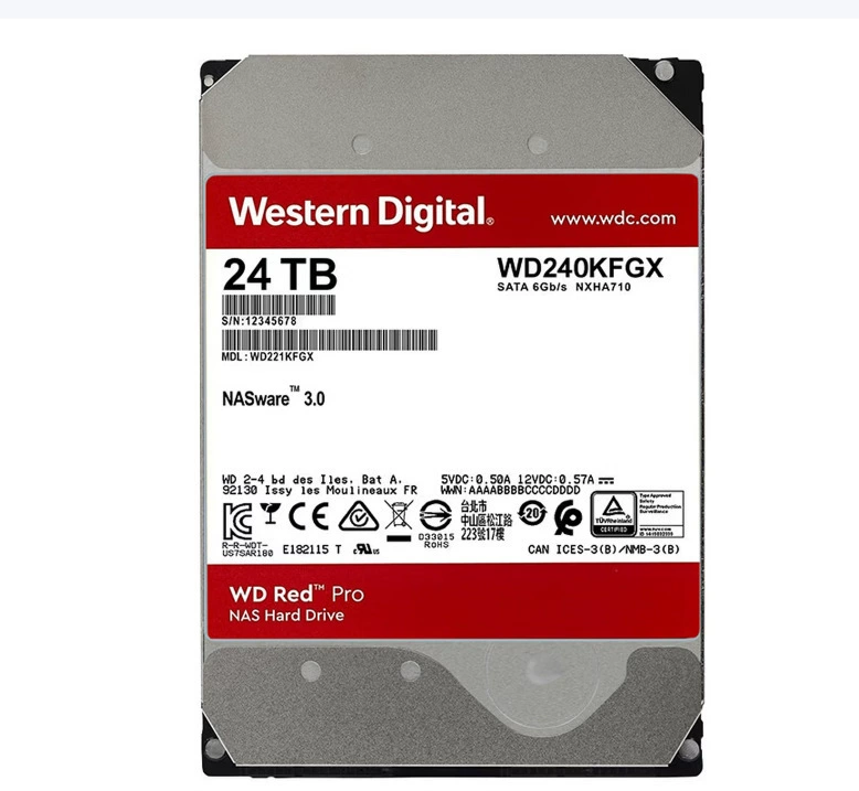 Подходящий для NAS на основе interface SATA Western Digital жесткий диск 22ТБ (WD221KFGX) Red Disk Pro
