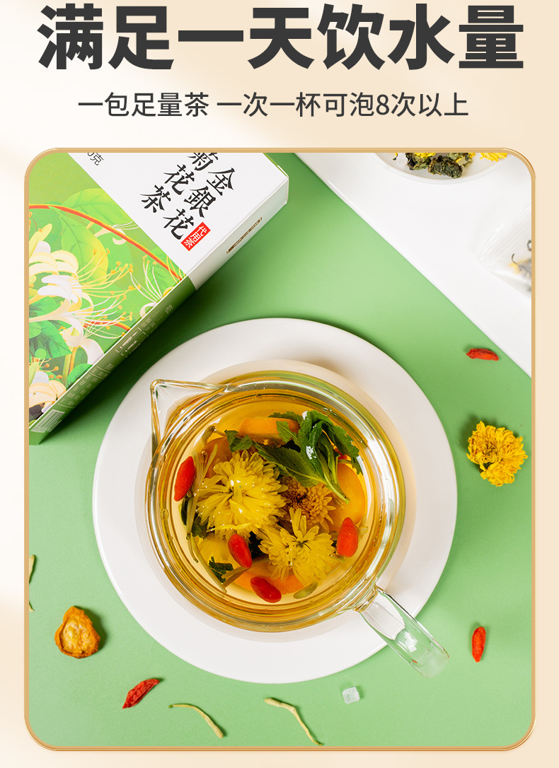Honeysuckle Chrysanthemum Herbal Tea Blend with Dandelion Goji Berry Mint and Mulberry Leaf 100g Gift Box specifications