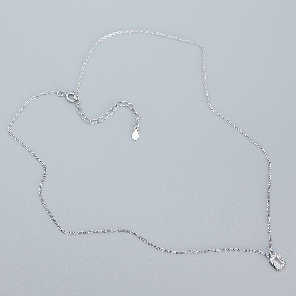 cable chain Chain Type 1 Piece Quantity 925 Sterling Silver Zircon Cable Chain Plating Inlay Rectangle Pendant Necklace