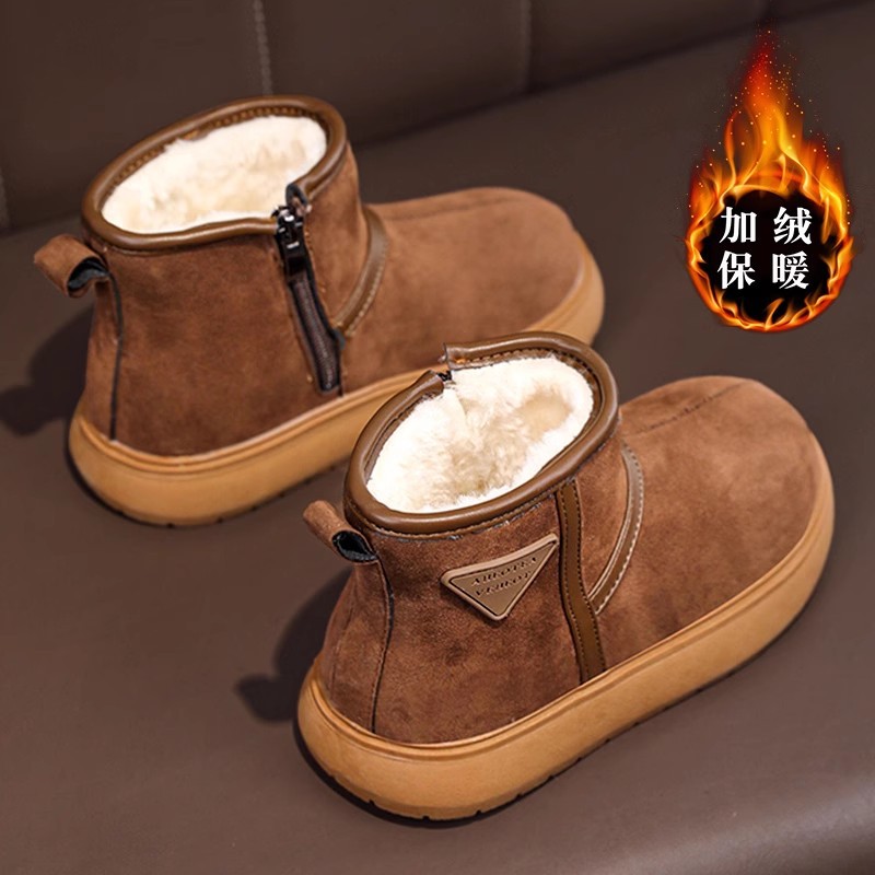 Botas de nieve para niñas en invierno más veludo y grueso 2024 nuevas botas de algodón para niñas calentadas y antideslizantes zapatos de algodón para niños