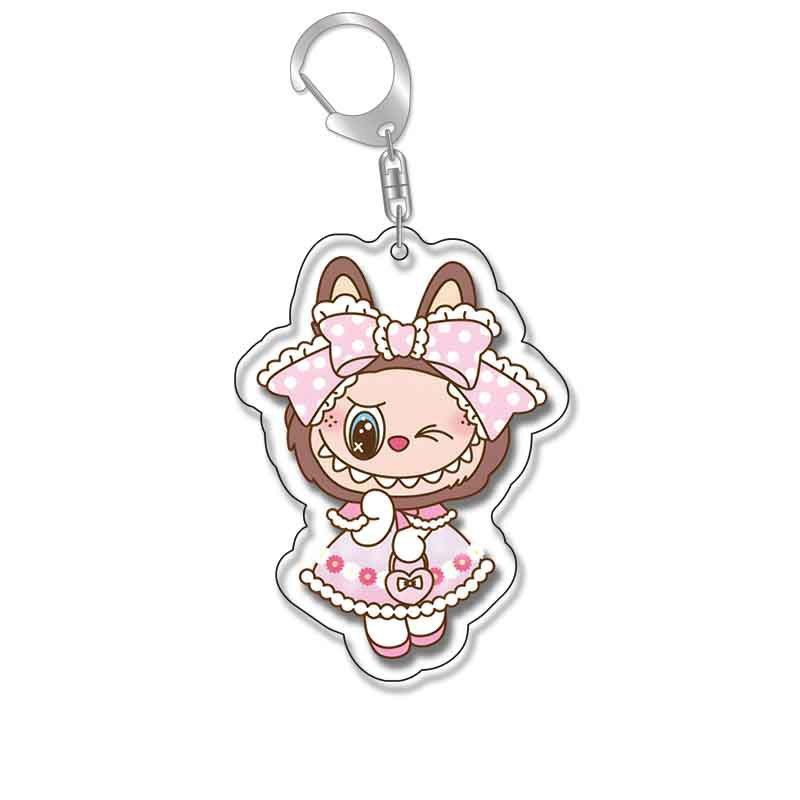 Labubu ラブブリトルシープキーホルダーかわいい漫画アクリルパーソナライズされたスクールバッグペンダントキーホルダーギフト|undefined
