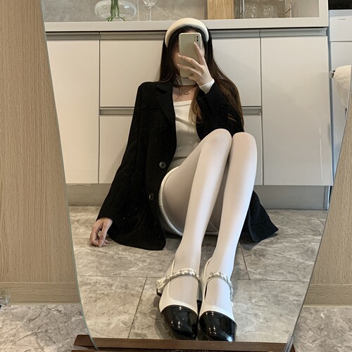 80D Satin Soft Stretchy Matte Base Socks, White Dance Socks, Bare Skin Tone, Spring and Autumn Base Socks, Leggings