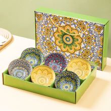 波西米亚陶瓷碗家用餐具吃饭碗礼品碗开业赠送伴手礼外贸碗碟套装