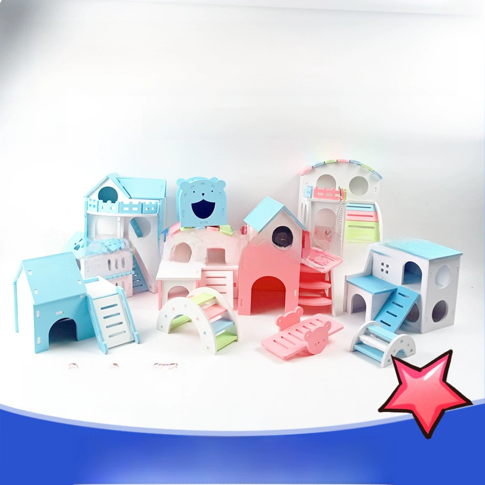 Hamster playset villa with house, swings and accessories, colorful, easy assembly