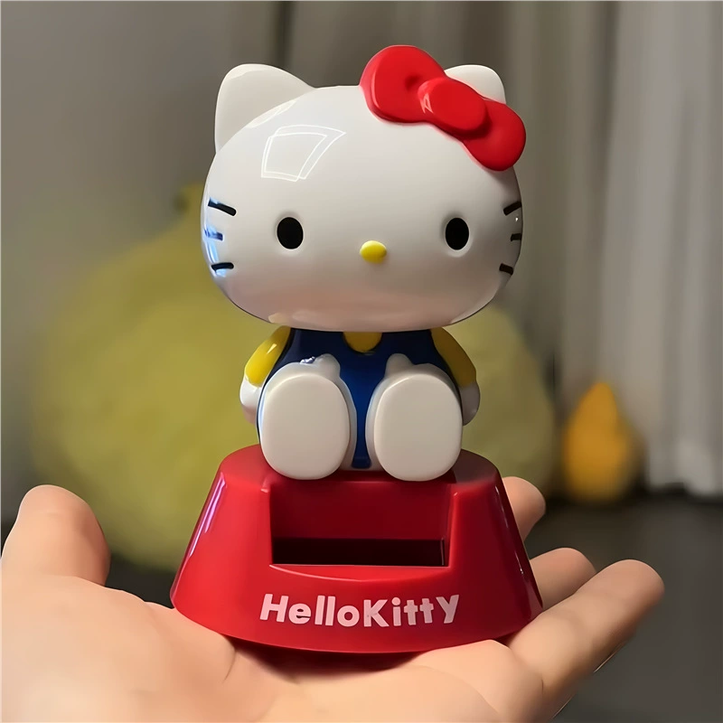 Автомобильные украшения Hello Kitty на солнечной батарее, кукла-голова Hello Kitty, украшение для центрального управления, аксессуары для салона автомобиля