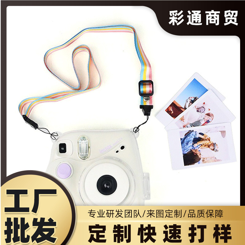 Suitable for Instax Mini 7+ Camera Crystal Case, Transparent Mini Camera Storage Protective Case with Strap