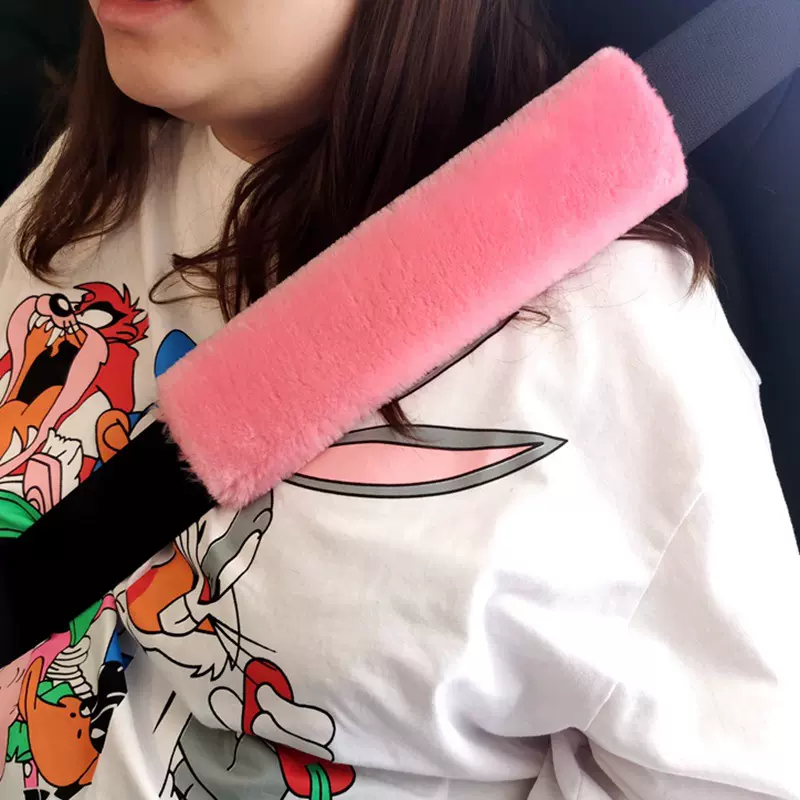 汽车带套护肩保险带黑色毛绒冬季羊绒保暖保护套跨境防寒小车