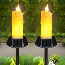 户外led灯庭院草坪太阳能灯露营浪漫表白氛围小夜灯床头柜蜡烛灯
