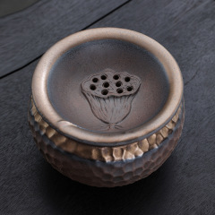 レトロな粗い陶器の茶粕タンク、水入れ、茶洗い収納、卓上廃水タンク、ゴミ箱、乾湿分離、フィルター付き二層