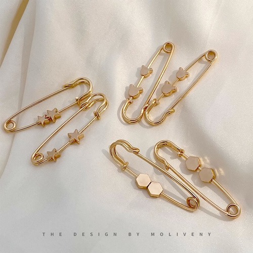 Fashionable metal pins to change the waistline, a small artifact to adjust and fix the collar of sewing-free clothes to prevent exposure, brooch buckle nails