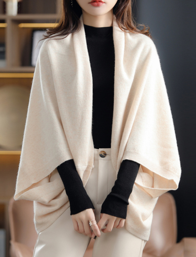 Otoño aire acondicionado chal bufanda blusa cabo pura lana punto cardigan más tamaño mantón ropa de protección solar para las mujeres gruesas