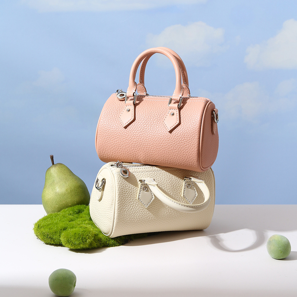 New Fashion Trendy Genuine Leather Women's Bag Casual Simple Shoulder Crossbody Bag Commuter Handheld Boston Bag - Thumbnail 2