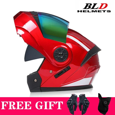 Motosiklet kaskı (dəbilqə) — Helmets, Exclusively for Cross-Border Sales - red-color-lenses-comes-with-mask-gloves-s55-56