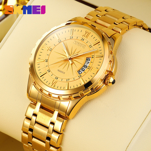 Shimei/skmei9069 Men's Luminous Single Calendar Business Watch Steel Band Exquisite Waterproof Men's Quartz Watch