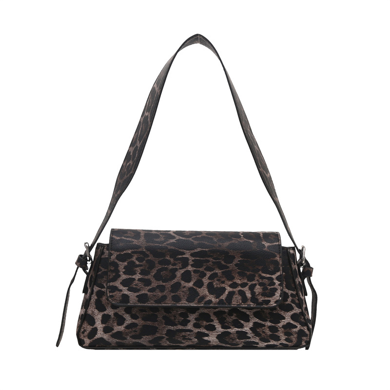 Niche Zhong leopardo bolso de brazo para mujeres 2024 invierno nuevo estilo simple estilo de moda extranjero bolso cuadrado personalidad bolso de hombro