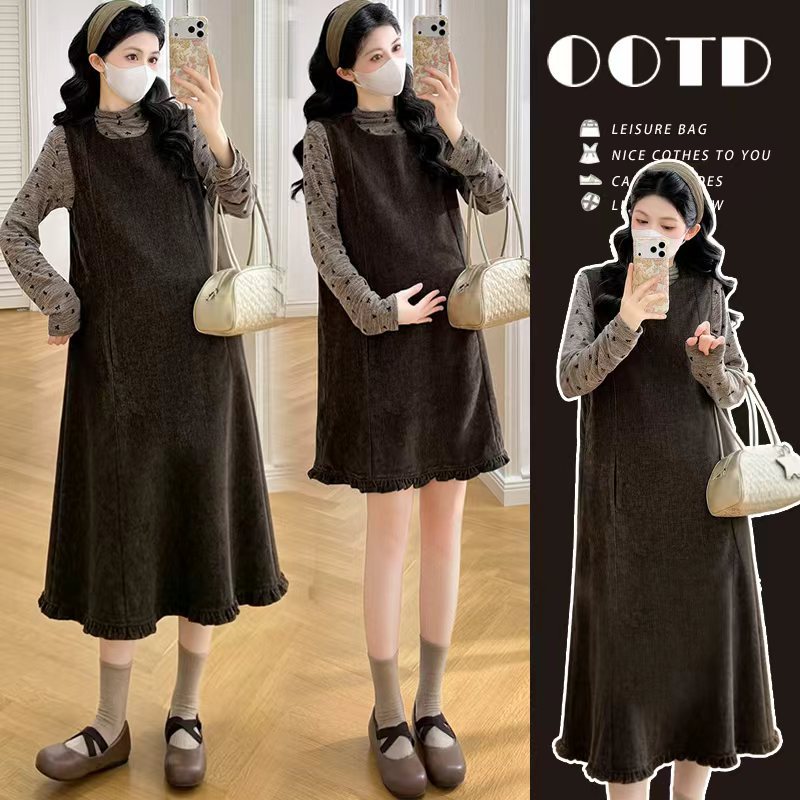 2026 Autumn New Korean Style Round Neck Vest Dress + Top Two-Piece Set