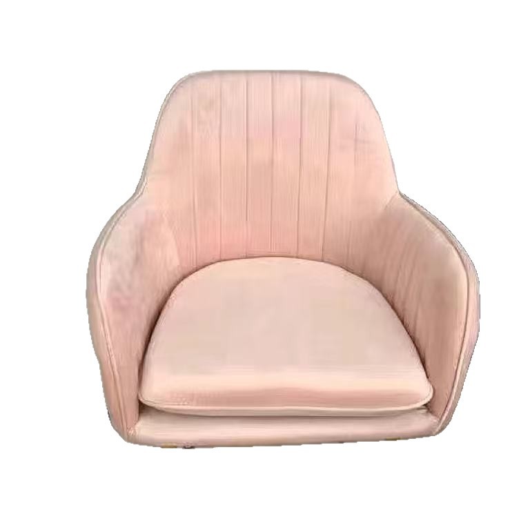 Venta al por mayor moderna colorida silla de comedor rosa blanca apoyabrazos restaurante de terciopelo silla de comedor con patas de metal dorado