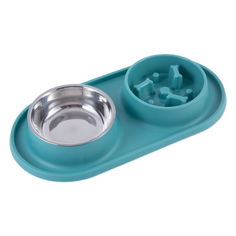 Pet Slow Food Bowl antiestrangulador de doble propósito doble tazón antigolpes pequeño gato y perro de alimentación de agua tazón de alimentación de comida lenta tazón doble tazón de gato