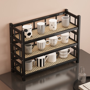 Desktop Small New Chinese-Style Tea Set Purple Clay Pot Storage Rack Ornament Tea Placement Rack Storage Cabinet