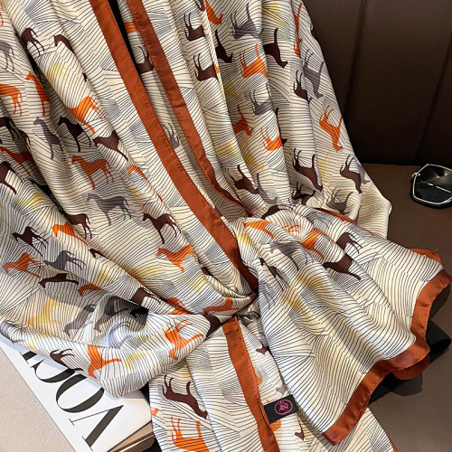 New silk satin scarf for women new retro pony fashion autumn and winter warm scarf for women dual-purpose shawl temperament scarf