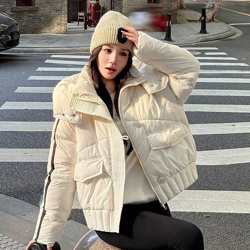 2025年新款小个子韩版学院风羽绒棉服女时尚休闲连帽棉衣棉袄外套|undefined