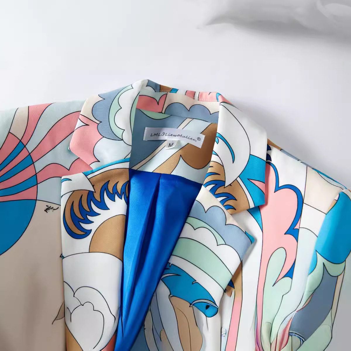 Traje de Saco para Mujer de Algodón y Elastano Estampado de Manga Larga