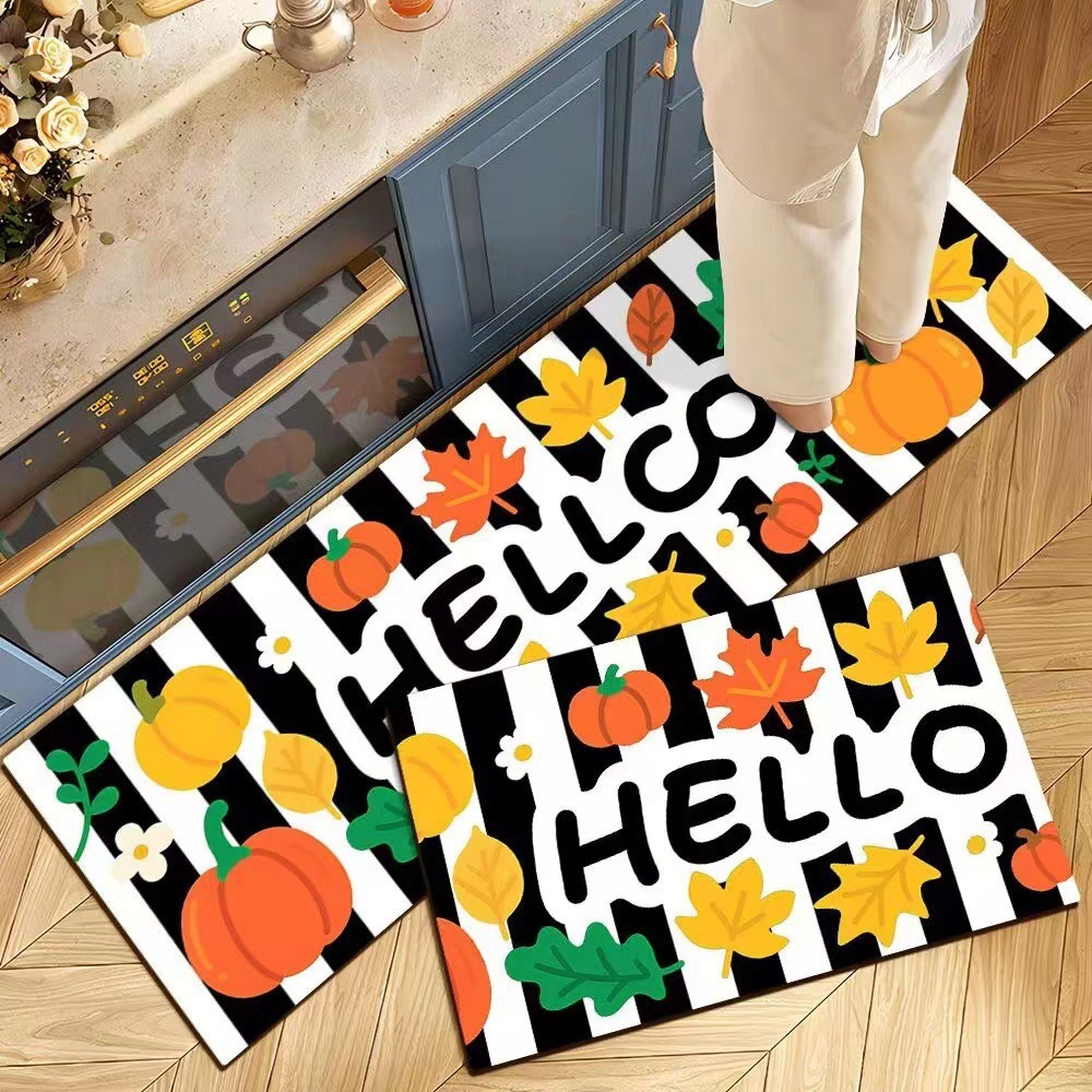 Decoración de Halloween cocina alfombra de suelo americana resistente a la suciedad fácil de cuidar alfombra de suelo de dos piezas en la puerta alfombra de cristal