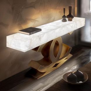 Luminous Jade Entrance Side Table Light Luxury Simple Modern Living Room Entrance Door Stainless Steel Luxury Stone Decorative Table