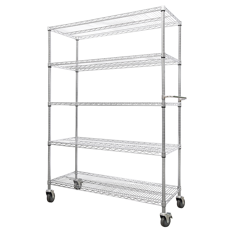 E-commerce warehouse distribution logistics trolley, material transportation and pulling tool, five-layer cart, chrome-plated sorting truck, picking truck