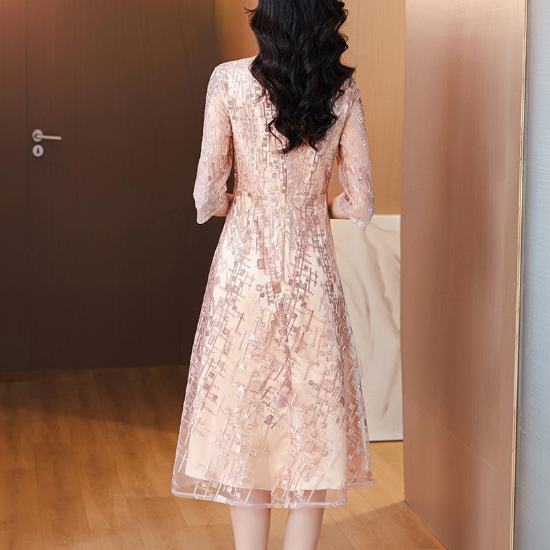 高贵年轻喜婆婆婚宴装2025新款香槟色妈妈婚宴礼服婚礼女方婆婆装|undefined