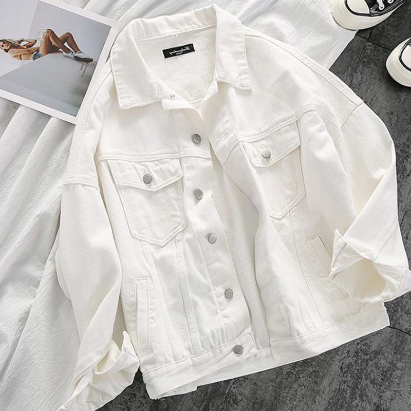 Spring White Denim Jacket Women's Spring New Korean Style Loose Versatile Short Top Jacket Spring and Autumn