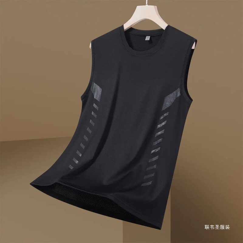 Summer Ice Silk Mesh Sleeveless Quick-Drying Vest for Men, Thin Breathable Sports Casual Sleeveless Shirt for Men