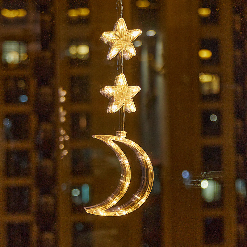 Nuevo estilo transfronterizo Navidad ambiente creativo LED ventosa decoración de la lámpara decoración del festival lámpara de estrella de cinco puntas colgante colgante image 18