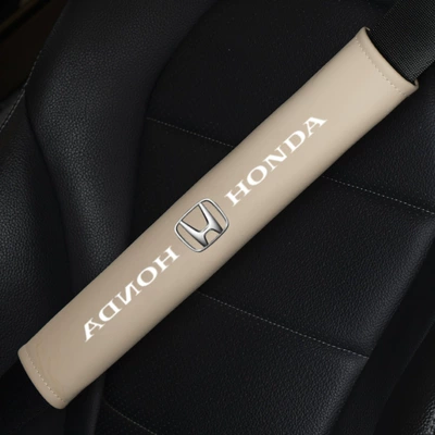 Seat belt shoulder pad: Car Logo Anti-Strain Seatbelt - honda-shaohua-apricot-pair-6x38cm