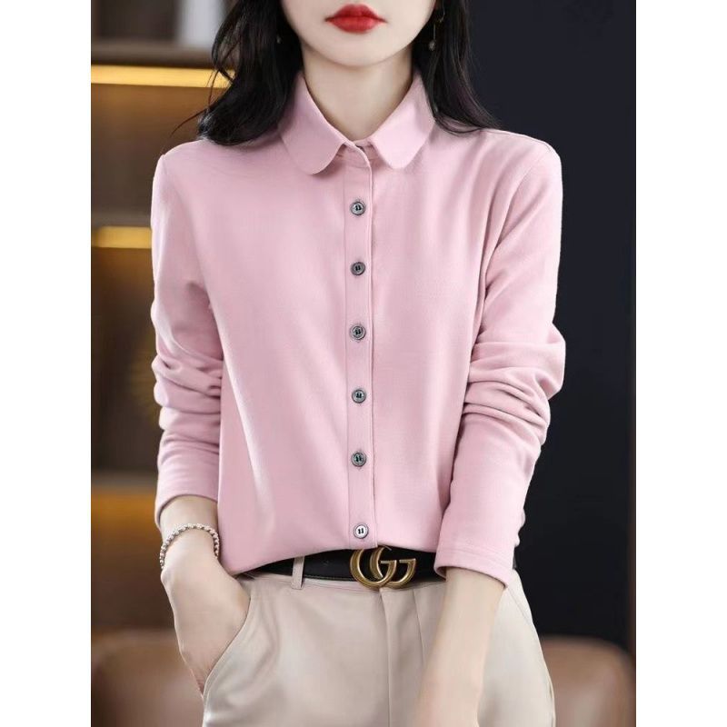 (2개) 양면 벨벳 셔츠 여성용 긴팔 최고 가을과 겨울 새로운 세련 된 패셔블 아우터 셔츠 슬리밍 내베이스 셔츠