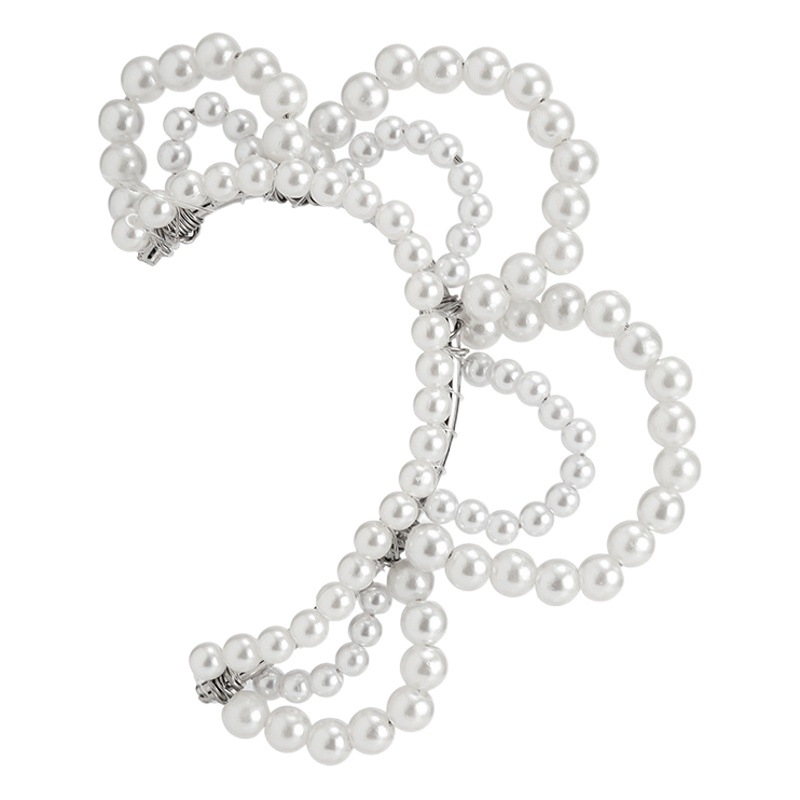 European and American cross-border jewelry simple niche design flower ear clip artificial Pearl handmade non-pierced personalized ear hanger