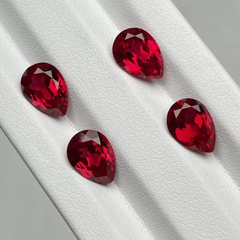 梨形培育红宝石梧州宝石实验再生水滴形鸽血红彩色宝石裸石批发