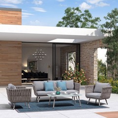 Nordic outdoor sofa courtyard outdoor balcony villa rattan chair sofa set weatherproof sunproof outdoor leisure furniture