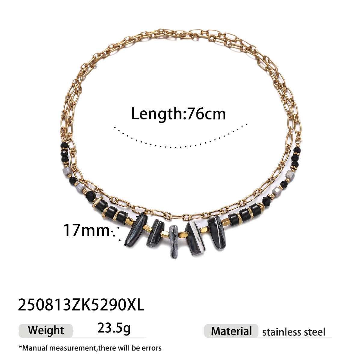 Collar de acero inoxidable TENA Europa y América de lujo ligero nicho colgante de piedra natural colgante de cuentas de titanio no se desvanece joyería collar