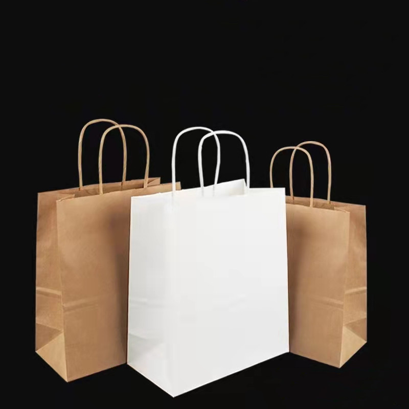 棕色牛皮纸手提袋食品外卖袋服装购物手拎袋做印刷logo外贸