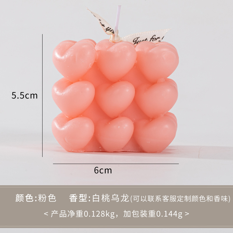 Amor cubo de balsamosa vela de regalo de San Valentín, estilo creativo artesanal en decoración interior vela