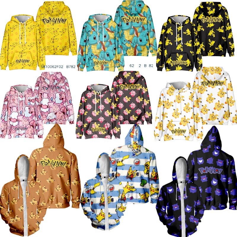 Japanese diffuse pokemon Pokemon Pokemon Pokemon Pikachu cos hooded zipper sweater 3D digital printing