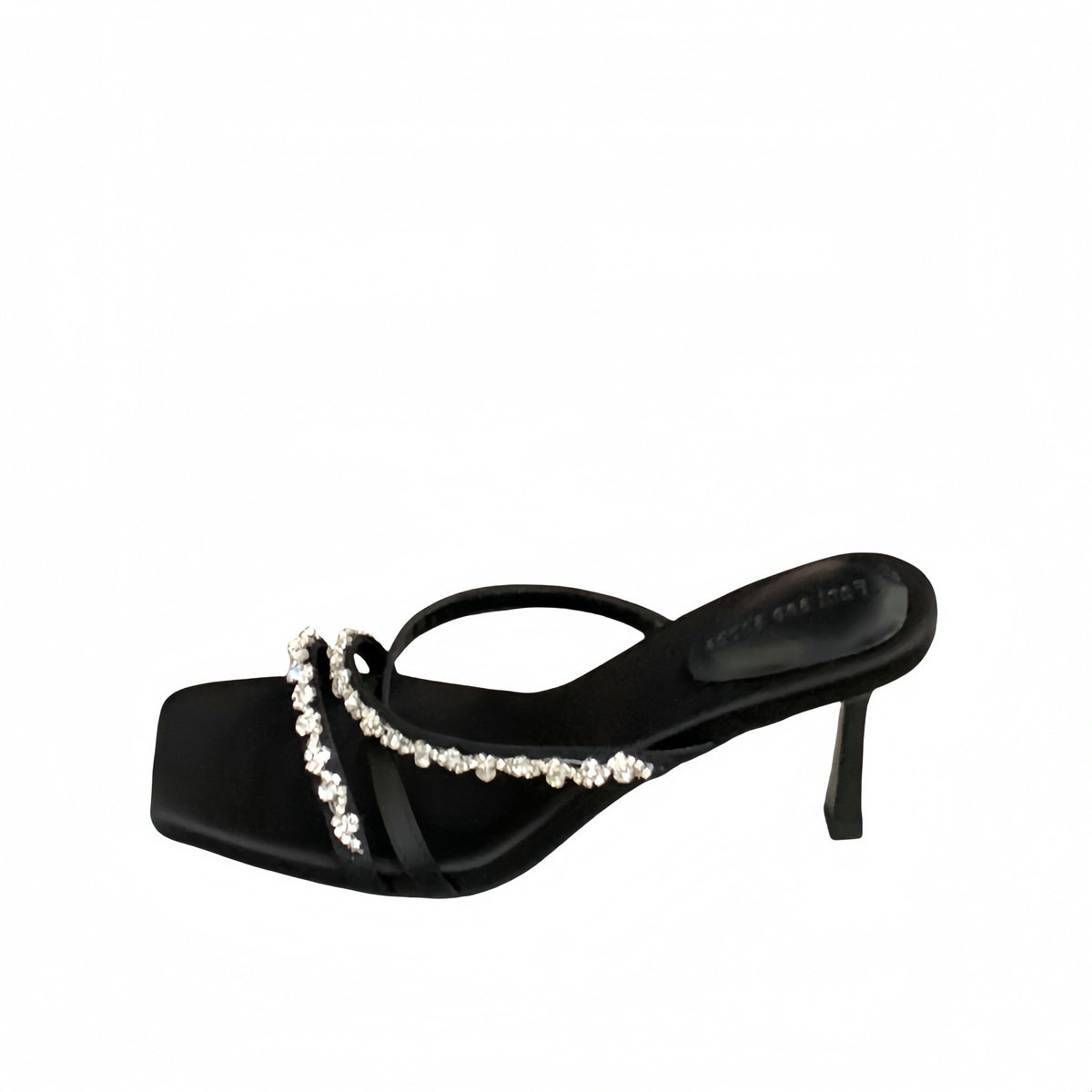 Elegant Rhinestone Satin Sandals With Square Diamond Chain Heel_voghion.com