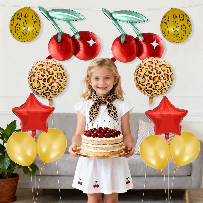 [Heng Yue] transfronterizo leopardo cereza set de globos de fiesta de cumpleaños de soltera gran globo de labios rojos de San Valentín