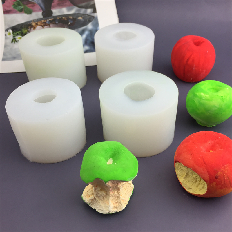 DIY Apple Core Bite Apple Core Scented Candle Silicone Mold Glue Resin Ornaments Diffuser Plaster Mold