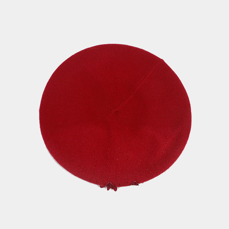 Women's Gender Vintage Style, Sweet Style Eaveless Rim Women's Vintage Style Sweet Solid Color Flower Eaveless Beret Hat