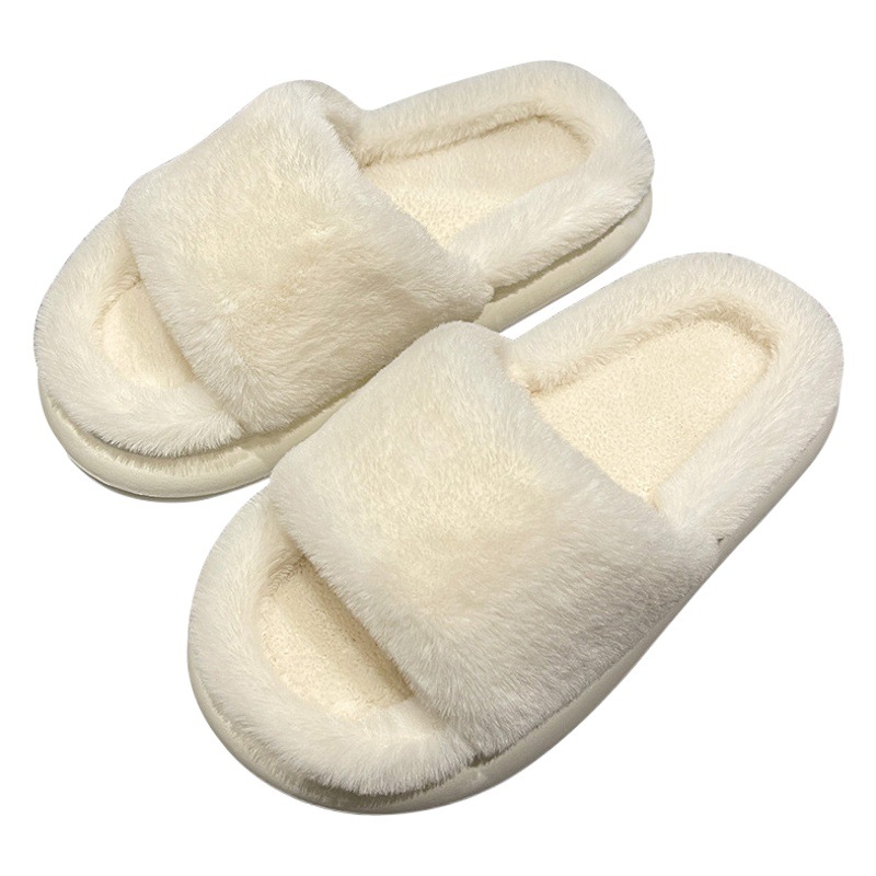 Zapatillas de lana de fondo grueso de lana de mujer in tide2025 nuevas zapatillas de lana suave de medio algodón primavera y verano se pueden usar